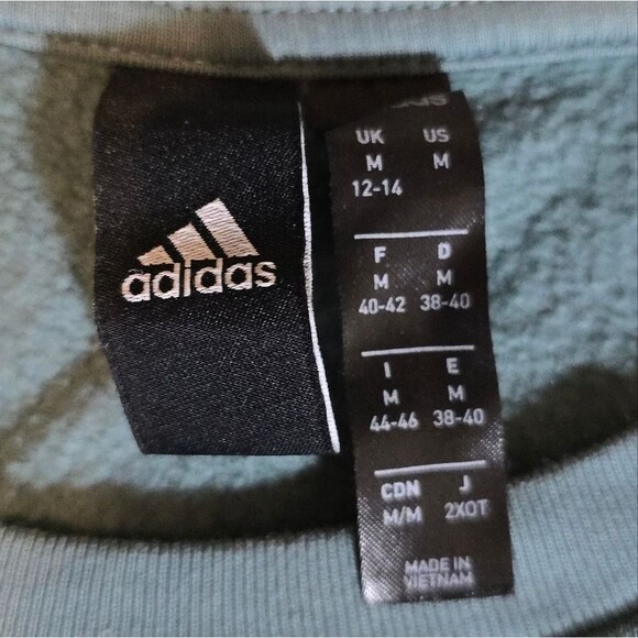 Adidas Crewneck Sweatshirt Womens Medium Sage Green 3 Stripe Athleisure Athletic - Picture 5 of 9